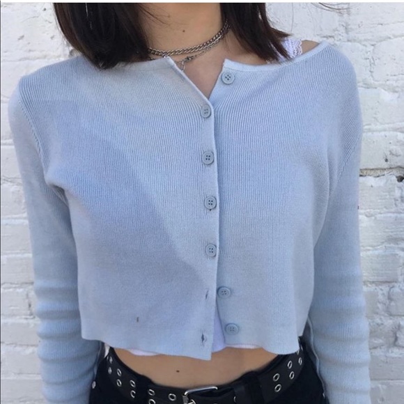 Brandy Melville blue knit button athelia cardigan - Picture 5 of 5